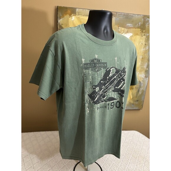 Vintage Harley Davidson Museum 2008 Graphic 2 Sided Green Tee Men’s Size L - Picture 9 of 16